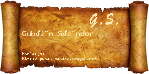 Gubán Sándor névjegykártya